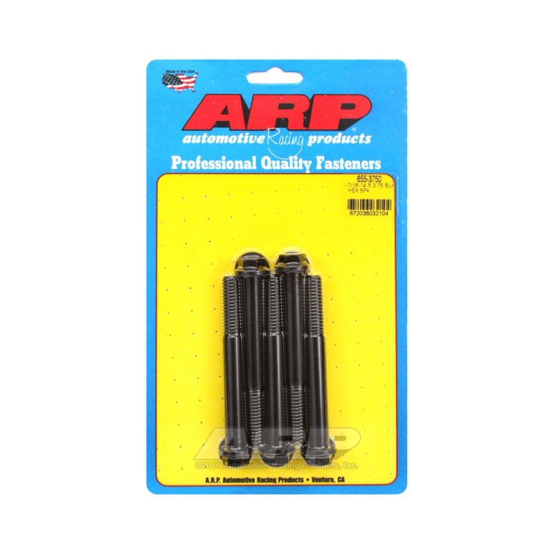 Set de șuruburi și piulițe universale ARP 7/16-14 – Șuruburi hexagonale cu finisaj negru oxidat, x5 - ARP-655-3750 - 655-3750 - 3666618195193